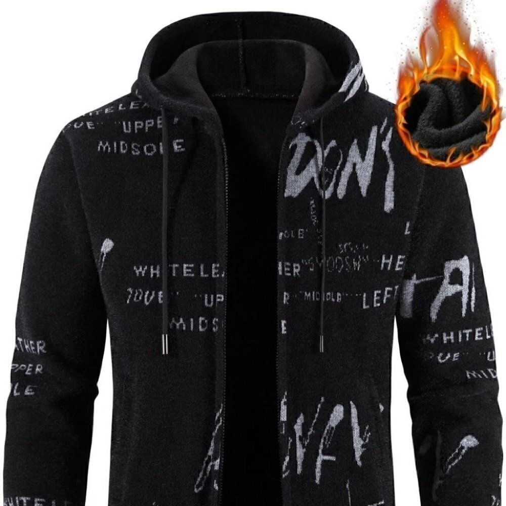 Black Mens Hooded Cardigan